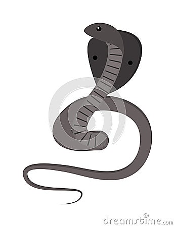 Cobra Snake coiled and ready to strike showing fangs tongue danger reptile animal wildlife cartoon vector. Vector Illustration