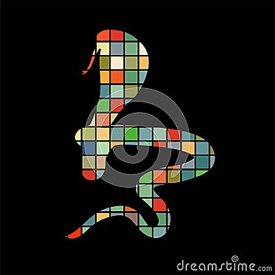 Cobra snake reptile color silhouette animal Vector Illustration