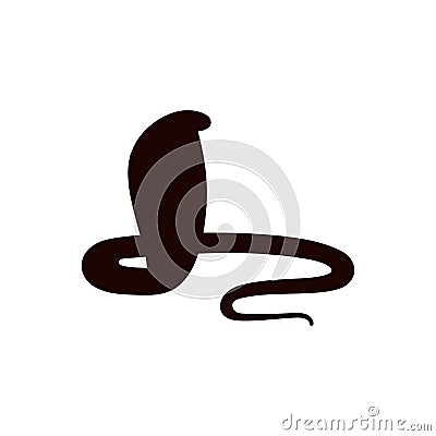 Cobra snake silhouette image monochrome outline vector illustration isolated. Cartoon Illustration