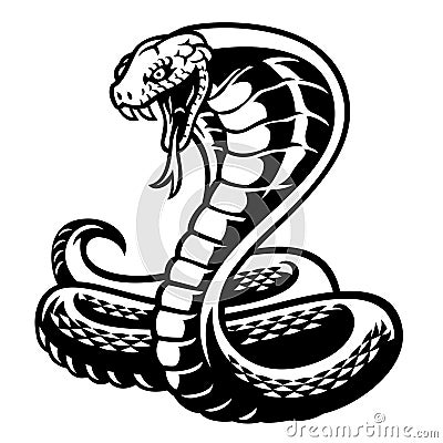 Cobra snake tattoo style in black and white Vector Illustration