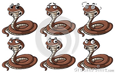 Cobra snakes with different emotions Vector Illustration