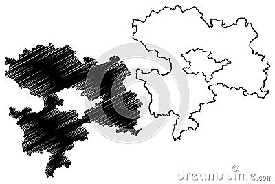 Coburg district Federal Republic of Germany, rural district Upper Franconia, Free State of Bavaria map vector illustration, Vector Illustration