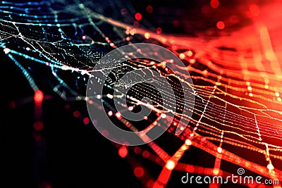 cobweb data stream overlay a cobweb image with matrix code creat Stock Photo