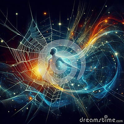 Cobweb Futurism Use futurist techniques to create a dynamic and Cartoon Illustration