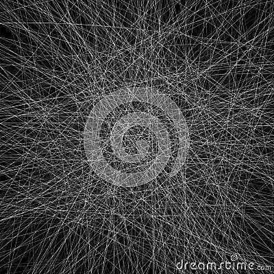 Cobweb of intersecting thin thread on a black background. Vector Illustration