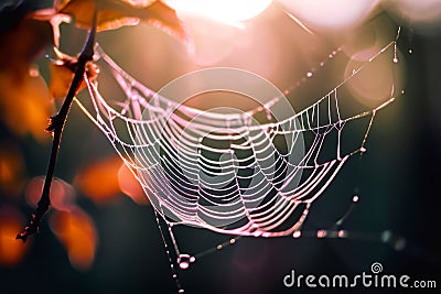 a cobweb photographed with a shallow depth of field creating a b Stock Photo