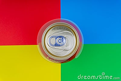 Coca - Cola carbonated soft drink on colorful background Editorial Stock Photo