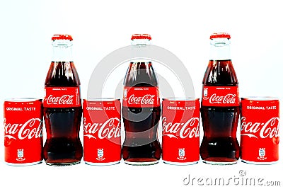 COCA-COLA. Coca-Cola and contour bottle are trademarks of The Coca-Cola Company Editorial Stock Photo