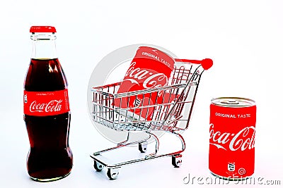 COCA-COLA. Coca-Cola and contour bottle are trademarks of The Coca-Cola Company Editorial Stock Photo