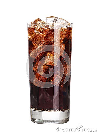 Coca cola drink glass with ice cubes Isolated on white Stock Photo