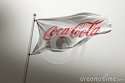 Coca cola photorealistic flag editorial Editorial Stock Photo