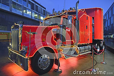 Coca Cola truck at COOP Megastore Wankdorf in Bern Editorial Stock Photo