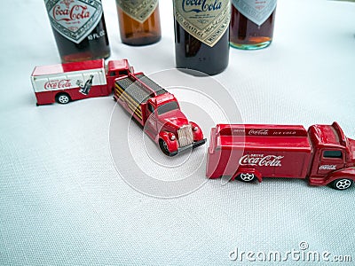 Coca Cola Vintage vehicles and old bottles Editorial Stock Photo