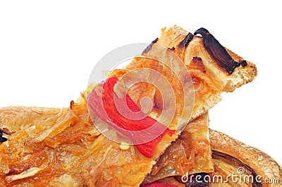 Coca de recapte, typical catalan savory cake similar to pizza Stock Photo