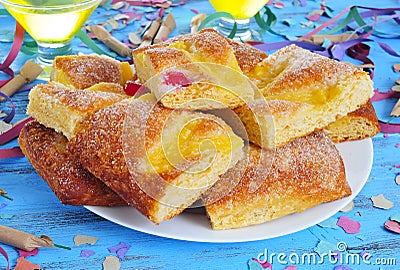 Coca de Sant Joan, sweet flat cake from Catalonia, Spain Stock Photo