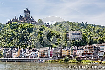 Cochem with castle along river Moselle in Germany Stock Photo