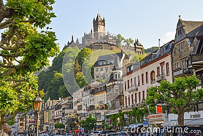 Cochem Castle, Reichsburg Cochem, and town in Rhineland Palatinate, Germany Editorial Stock Photo