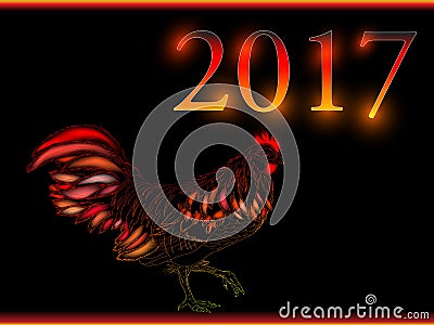 Cock. Happy new year 2017. Vector eps 10. Vector Illustration