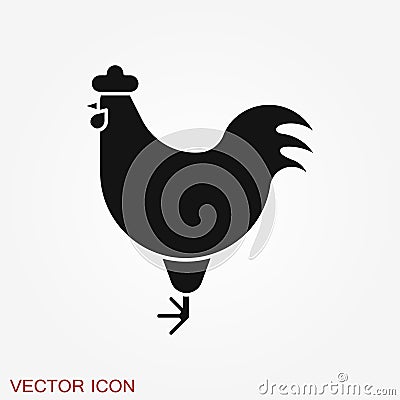 Cock icon. Rooster Flat cock icon design style illustrations Cartoon Illustration