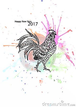 New Year watercolor Stock Photo