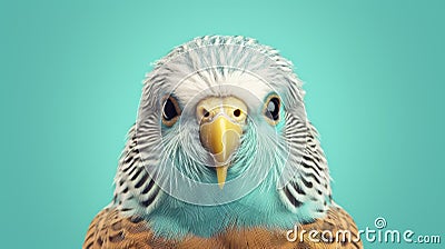 Hyper-realistic Budgerigar Portrait In Wes Anderson Style Stock Photo