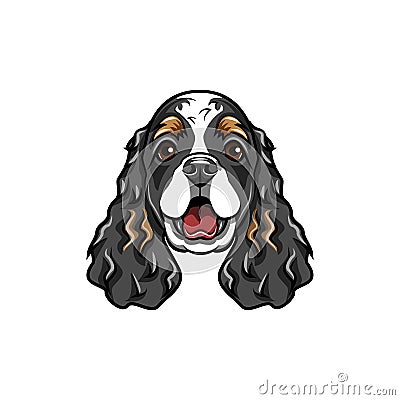 Cocker Spaniel. Dog breed. Dog muzzle, face, head. Vector. Vector Illustration