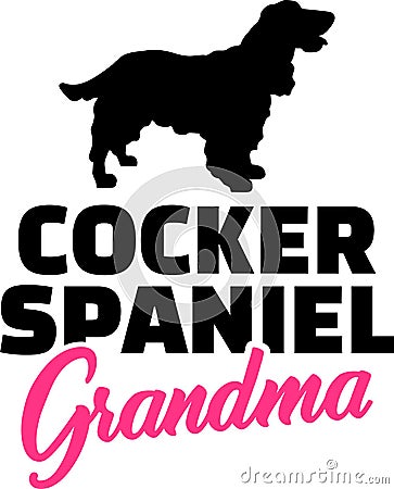 Cocker Spaniel Grandma with silhouette Vector Illustration