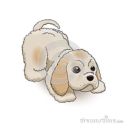 Cocker Spaniel Puppy Cartoon Character Playing. Dog Vector Illustration Vector Illustration