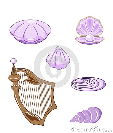 Cockleshell set Vector Illustration