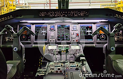 Cockpit of Embraer Editorial Stock Photo