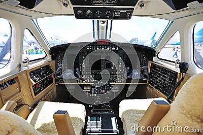 Cockpit of Hawker Beechcraft King Air B200GT Editorial Stock Photo