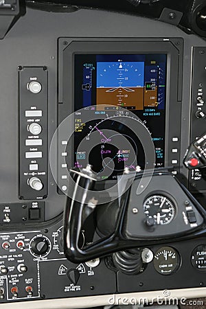 Cockpit of KingAir turboprop aircraft Stock Photo