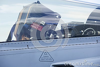 Cockpit of a tactical jet fighter. Stock Photo