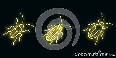 Cockroach icons set vector neon Vector Illustration