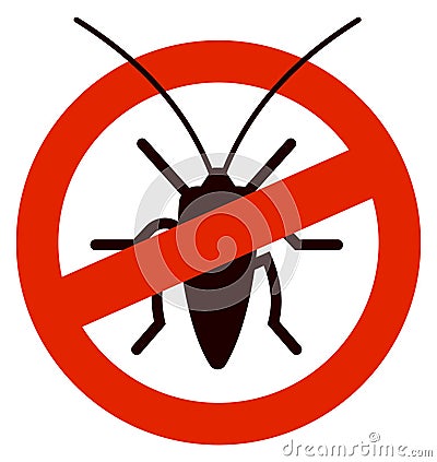 Cockroach insecticide symbol. Pest in red circle ban sign Vector Illustration