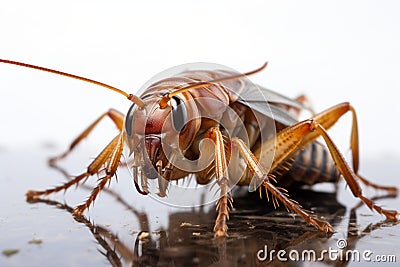 cockroach is prominently displayed on white Stock Photo