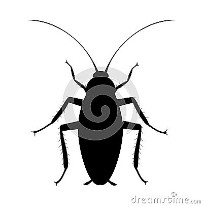 Cockroach Silhouette. Symbol of pets insect control service. Bug spray and insecticide icon Vector Illustration