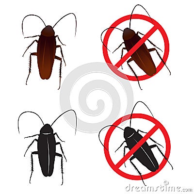 Cockroaches and Stop cockroach sign symbols design Stock Photo