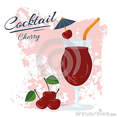 Cocktail alcohol cherry drink Stock Photo