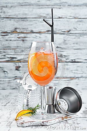 Cocktail Aperol Sprits. Alcoholic cocktail. Stock Photo
