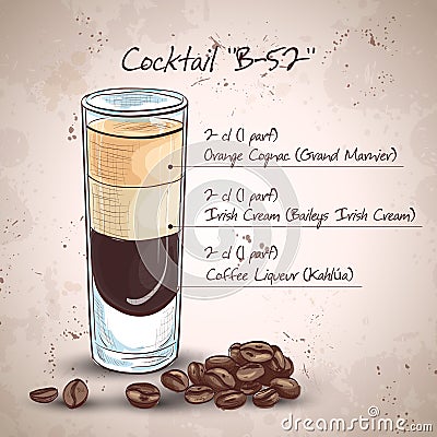 Cocktail B 52 Vector Illustration
