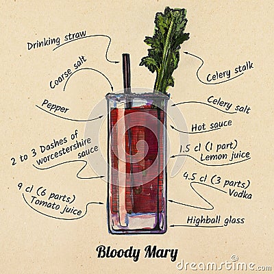 Cocktail Bloody mary Cartoon Illustration