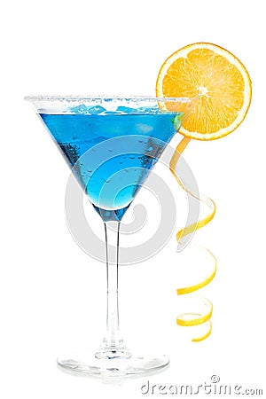 Cocktail collection - Blue martini with lemon spir Stock Photo