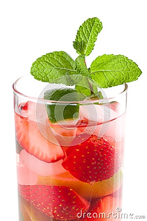 Cocktail collection: Strawberry mojito with mint Stock Photo
