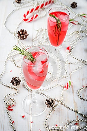 Cocktail with cranberry and rosemary Stock Photo