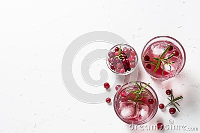 Cocktail with cranberry, vodka, rosemary and ice. Stock Photo