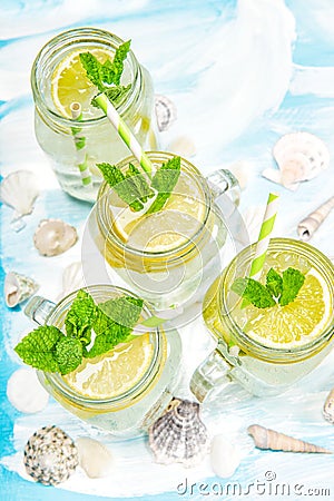 Cocktail drink lemon summer lemonade ice tea tonic water Stock Photo