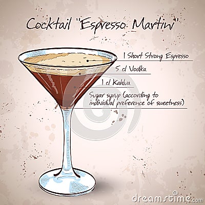 Cocktail Espresso Martini Vector Illustration