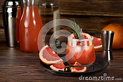 Cocktail of fresh pink Paloma Stock Photo