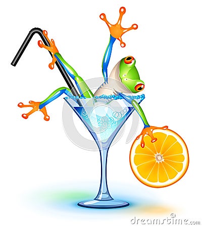 Cocktail Frog Vector Illustration